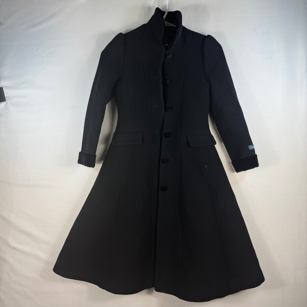 Polo Ralph Lauren Girls Black Wool Flared Overcoat Made in Italy Size 6X